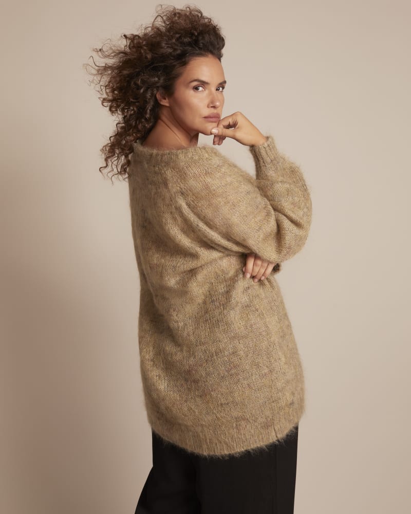 Plus Size Charli Brushed Mohair Cardigan | BROWN